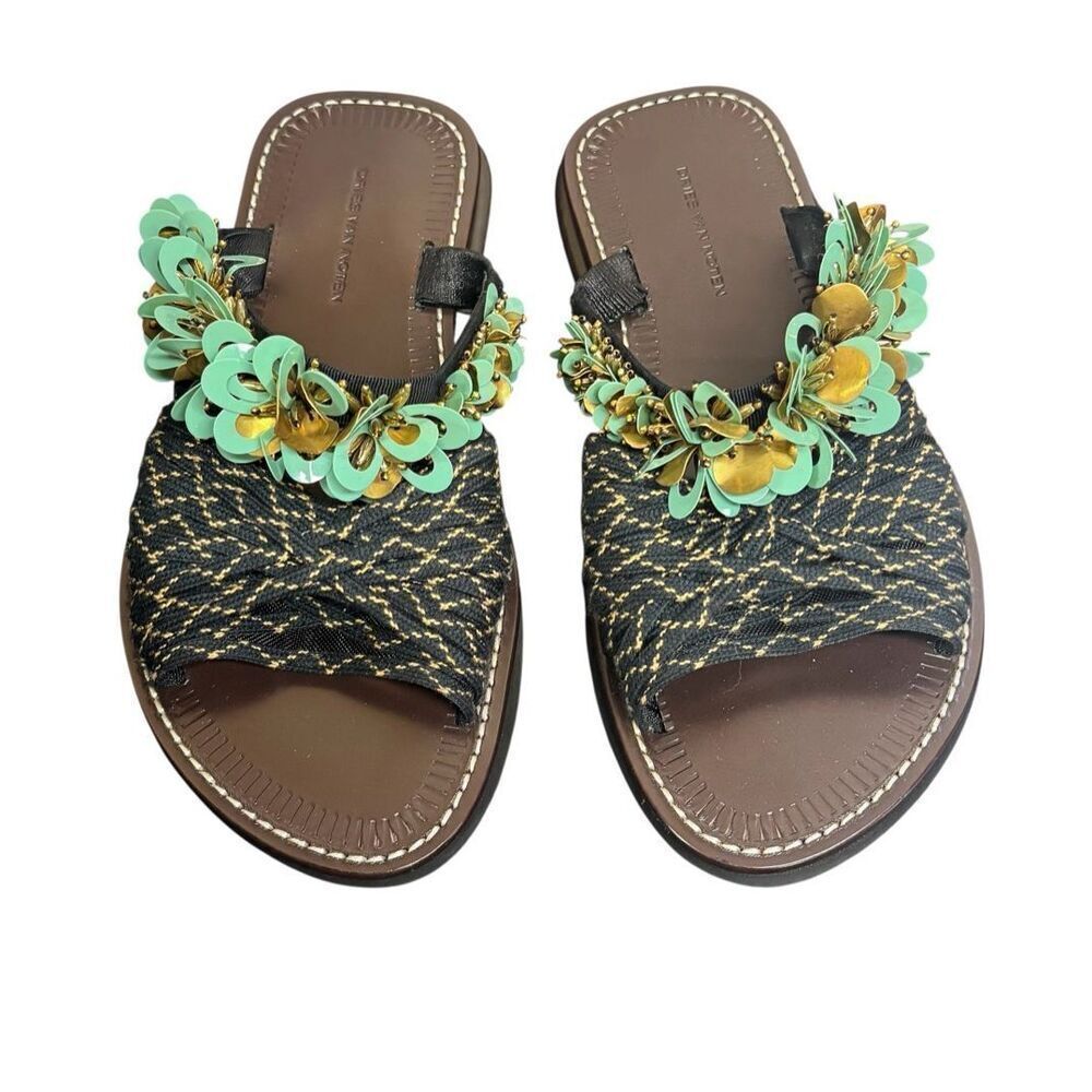 DRIES VAN NOTEN Embellished Leather Sandals NWB Size 37 1/2